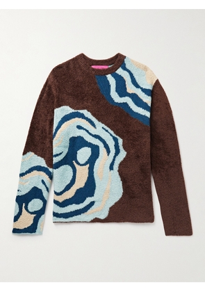 The Elder Statesman - Ollio Intarsia-Knit Bouclé Sweater - Men - Brown - S