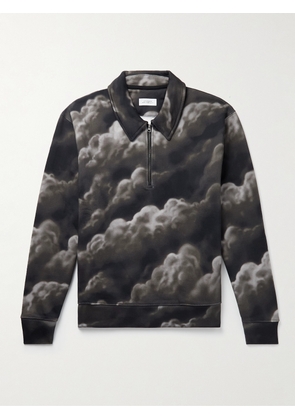 SATURDAYS NYC - Mott Cloudscape Printed Cotton-Jersey Half-Zip Sweatshirt - Men - Black - S