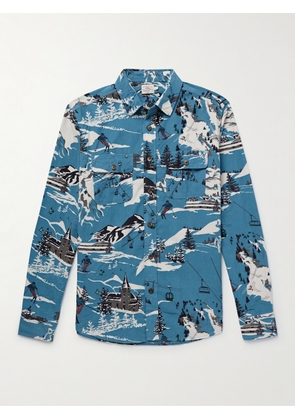 Faherty - Printed Cotton-Corduroy Shirt - Men - Blue - S