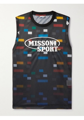 Missoni - Logo-Embroidered Printed Mesh Tank Top - Men - Black - XS