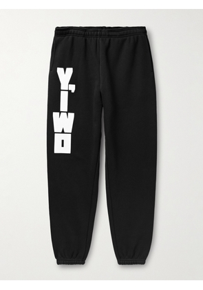 Y,IWO - Tapered Logo-Print Cotton-Jersey Sweatpants - Men - Black - S