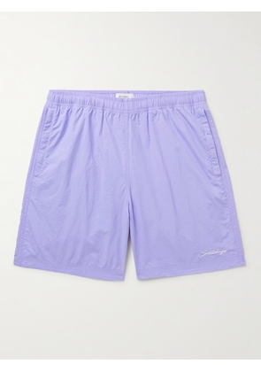 SATURDAYS NYC - Tyler Straight-Leg Logo-Embroidered Crinkled-Shell Shorts - Men - Purple - S