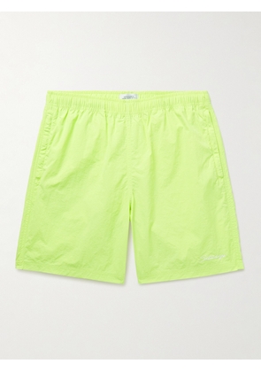 SATURDAYS NYC - Tyler Straight-Leg Logo-Embroidered Crinkled-Shell Shorts - Men - Green - S