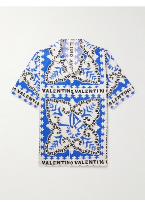 Valentino Garavani - Camp-Collar Printed Cotton-Poplin Shirt - Men - Blue - IT 44