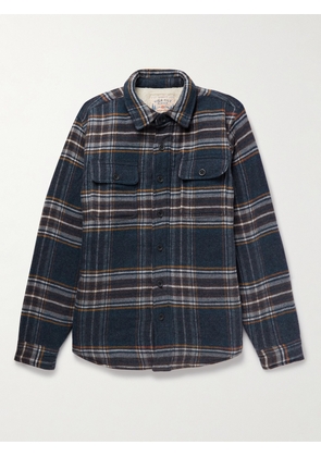 Faherty - Fleece-Lined Checked Cotton and Wool-Blend Shirt Jacket - Men - Blue - S