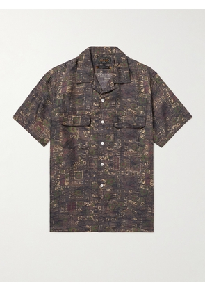 Beams Plus - Convertible-Collar Printed Cotton-Twill Shirt - Men - Brown - S