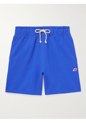 New Balance - Straight-Leg Logo-Appliquéd Cotton-Jersey Drawstring Shorts - Men - Blue - S
