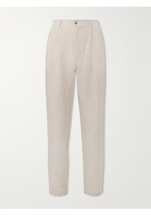 De Bonne Facture - Straight-Leg Pleated Linen Suit Trousers - Men - Neutrals - IT 46