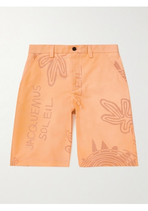 Jacquemus - Logo-Print Straight-Leg Cotton-Canvas Shorts - Men - Orange - IT 46