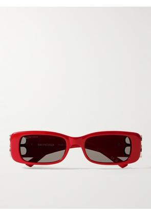 Balenciaga - Rectangular-Frame Acetate and Silver-Tone Sunglasses - Men - Red