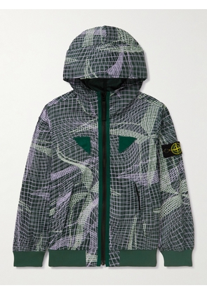 STONE ISLAND JUNIOR - Ages 10-12 Logo-Appliquéd Garment-Dyed Shell Hooded Bomber Jacket - Men - Green - 10 years = 51.5-56.2'/ 131-143cm