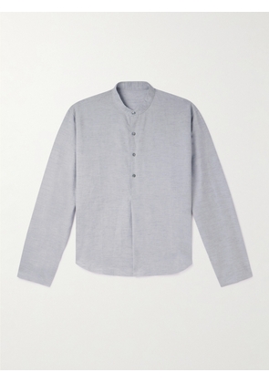 Stòffa - Grandad-Collar Linen and Cotton-Blend Half-Placket Shirt - Men - Gray - IT 44