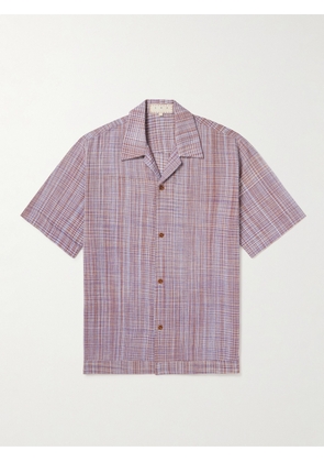 SMR DAYS - Bakoven Camp-Collar Logo-Embroidered Checked Cotton-Madras Shirt - Men - Purple - S