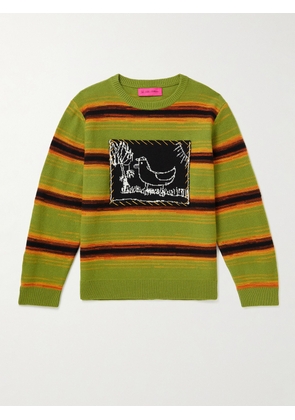 The Elder Statesman - Inner City Arts Striped Merino Wool and Cashmere-Blend Sweater - Men - Green - S