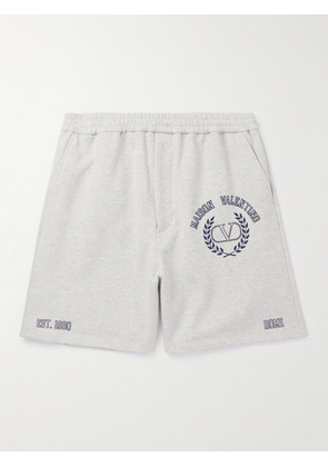 Valentino Garavani - Varsity Straight-Leg Logo-Print Cotton-Jersey Shorts - Men - Gray - IT 44