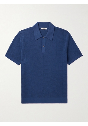 Mr P. - Jacquard-Knit Cotton Polo Shirt - Men - Blue - XS