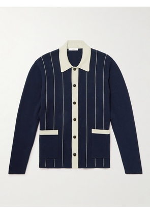 Mr P. - Milano Pinstriped Cotton Cardigan - Men - Blue - XS