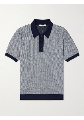 Mr P. - Open-Knit Merino Wool-Jacquard Polo Shirt - Men - Blue - XS