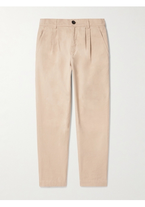 Mr P. - Tapered Pleated Cotton-Twill Trousers - Men - Neutrals - 28