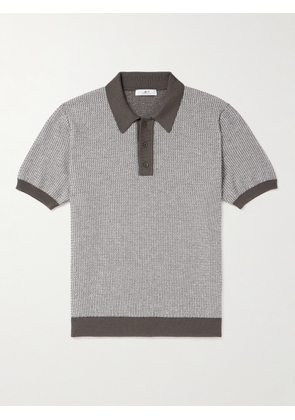 Mr P. - Open-Knit Merino Wool-Jacquard Polo Shirt - Men - Brown - XS