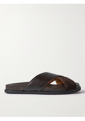 Mr P. - David Cross-Grain Leather and Suede Sandals - Men - Brown - UK 7