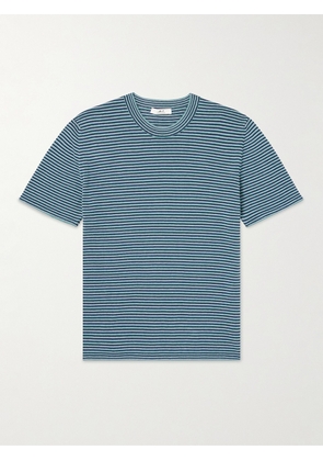 Mr P. - Striped Cotton and Linen-Blend T-Shirt - Men - Blue - XS