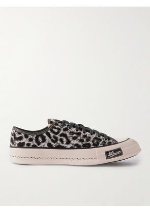 Visvim - Skagway Leather-Trimmed Leopard-Print Corduroy Sneakers - Men - Gray - US 8