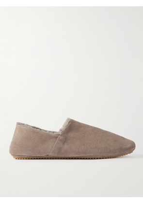 Mr P. - Babouche Shearling-Lined Suede Slippers - Men - Neutrals - UK 7