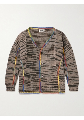 Kartik Research - Crochet-Trimmed Ribbed Cotton Cardigan - Men - Gray - S