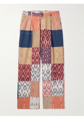 Kartik Research - Straight-Leg Pleated Patchwork Cotton Trousers - Men - Orange - UK/US 30
