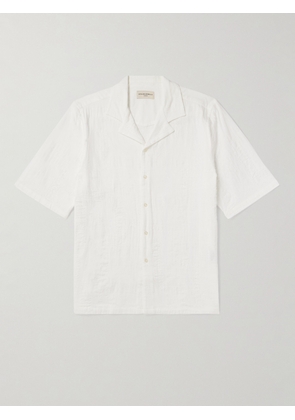 Officine Générale - Eren Camp-Collar Embroidered Cotton-Voile Shirt - Men - White - XS