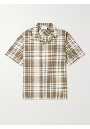 Mr P. - Camp-Collar Checked Textured-Cotton Shirt - Men - Brown - XS