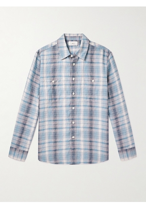Mr P. - Checked Linen Shirt - Men - Blue - XS