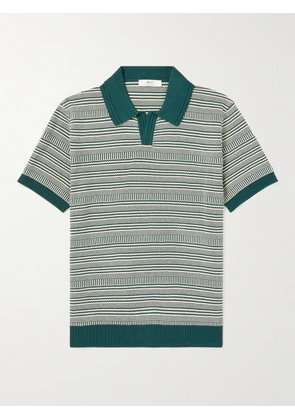 Mr P. - Striped Cotton Polo Shirt - Men - Green - XS