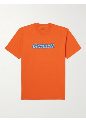 Carhartt WIP - Liquid Script Slim-Fit Logo-Print Cotton-Jersey T-Shirt - Men - Orange - XS