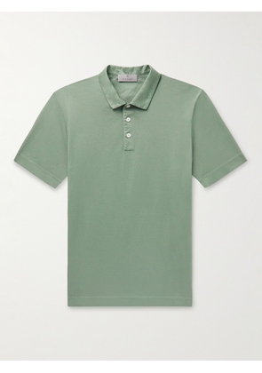 Canali - Slim-Fit Cotton-Piqué Polo Shirt - Men - Green - IT 46