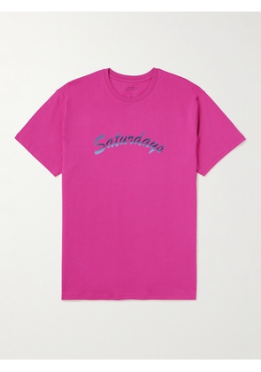 SATURDAYS NYC - Horizon Script Logo-Print Cotton-Jersey T-Shirt - Men - Pink - S