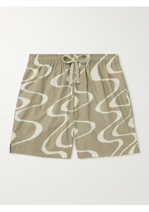 FRAME - Straight-Leg Printed Organic Cotton Drawstring Shorts - Men - Green - S