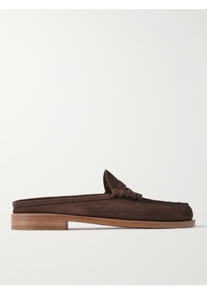 G.H. Bass & Co. - Weejuns Heritage Suede Backless Penny Loafers - Men - Brown - UK 6
