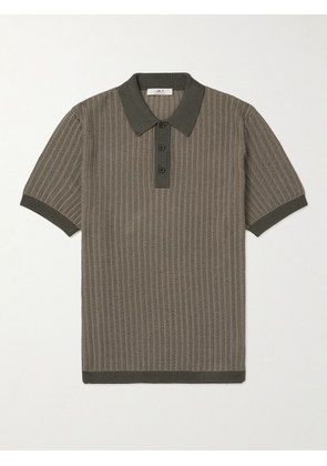 Mr P. - Crochet-Knit Cotton and Silk-Blend Polo Shirt - Men - Green - XS