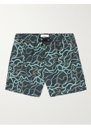 Mr P. - Straight-Leg Mid-Length Printed Swim Shorts - Men - Blue - XS