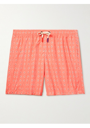 Altea - Diamond Straight-Leg Mid-Length Printed Swim Shorts - Men - Orange - S