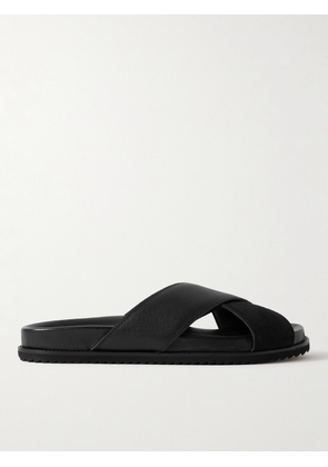 Mr P. - David Cross-Grain Leather and Suede Sandals - Men - Black - UK 7