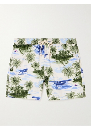 Massimo Alba - Kite Logo-Appliquéd Straight-Leg Mid-Length Printed Swim Shorts - Men - White - S