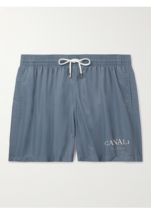 Canali - Straight-Leg Mid-Length Logo-Print Swim Shorts - Men - Blue - S