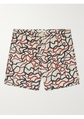 Mr P. - Straight-Leg Mid-Length Printed Swim Shorts - Men - Neutrals - XS