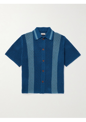 Nudie Jeans - Fabbe Striped Cotton-Crochet Shirt - Men - Blue - XS