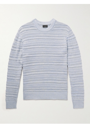 Club Monaco - Links Pointelle-Knit Cotton-Blend Sweater - Men - Blue - XS