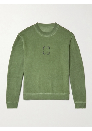 SAIF UD DEEN - Cold-Dyed Logo-Print Cotton-Jersey Sweatshirt - Men - Green - XS