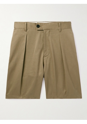 Håndværk - Straight-Leg Pleated Cotton-Twill Chino Shorts - Men - Neutrals - UK/US 30